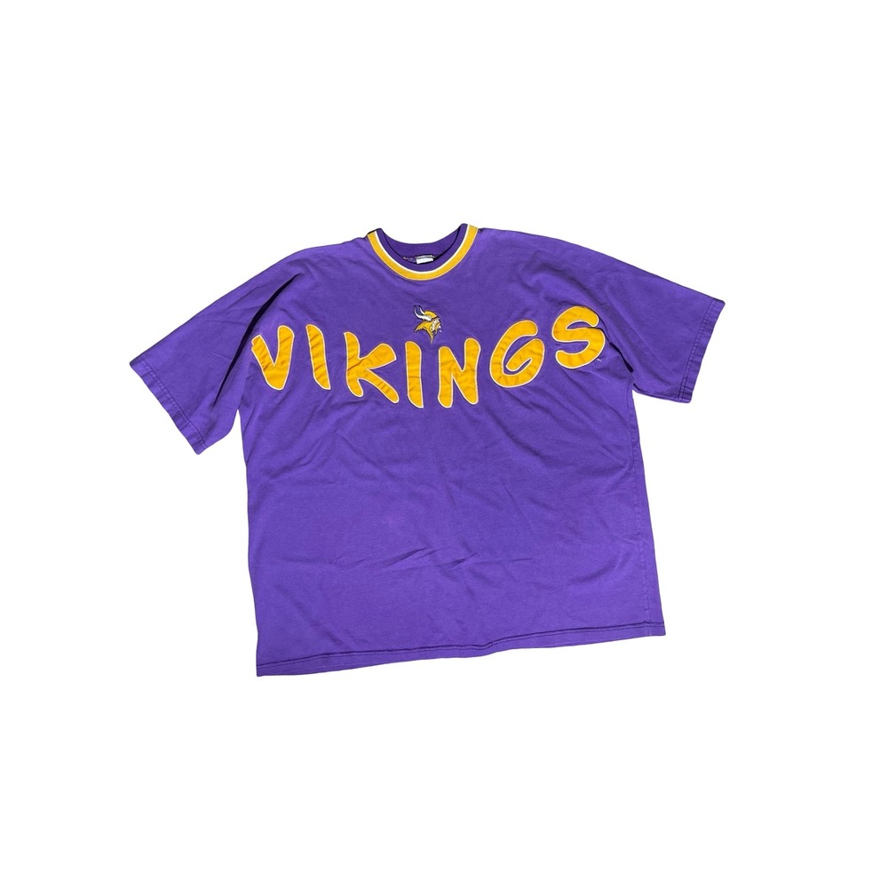 Vintage Minnesota Vikings Shirt XL Legends Athletic Purple NFL Spellout USA Made